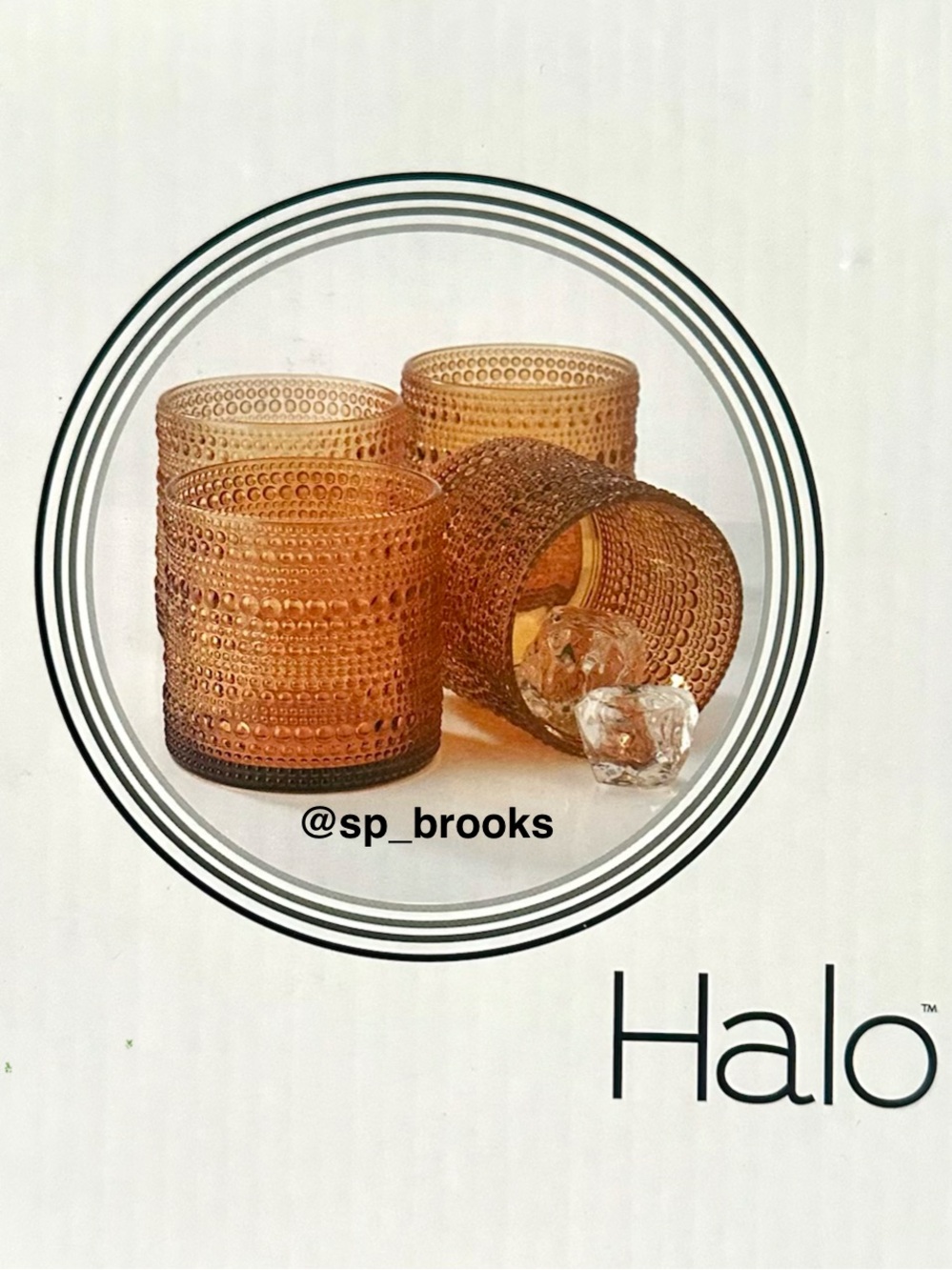 🎁HALO Rock Glasses -Golden Bronze Hobnail Textured Drinkware  -Set of 4 -13.5ozs